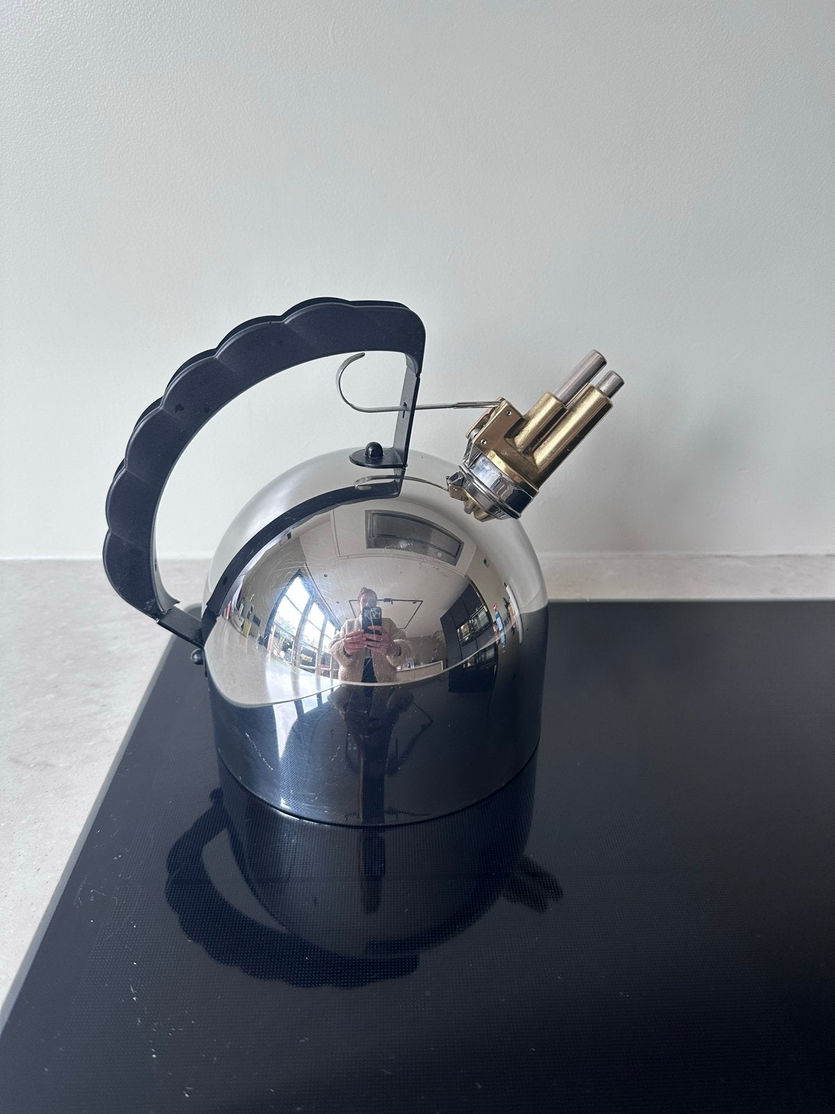 Alessi 9091 Fluitketel - Designklassieker, Theepot/fluitketel, Gebruikt, Zilver, Ophalen of Verzenden