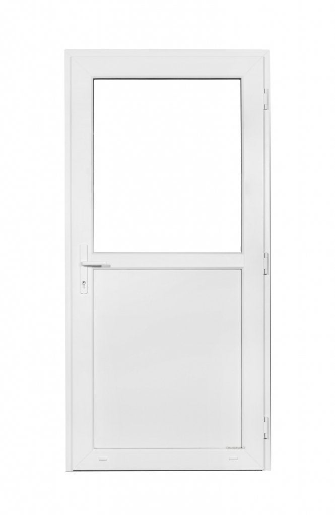 Buitendeur 1/2 glas basic b85 x h185 RAL 9016, Niet ingevuld, Kunststof, 80 tot 100 cm, Nieuw