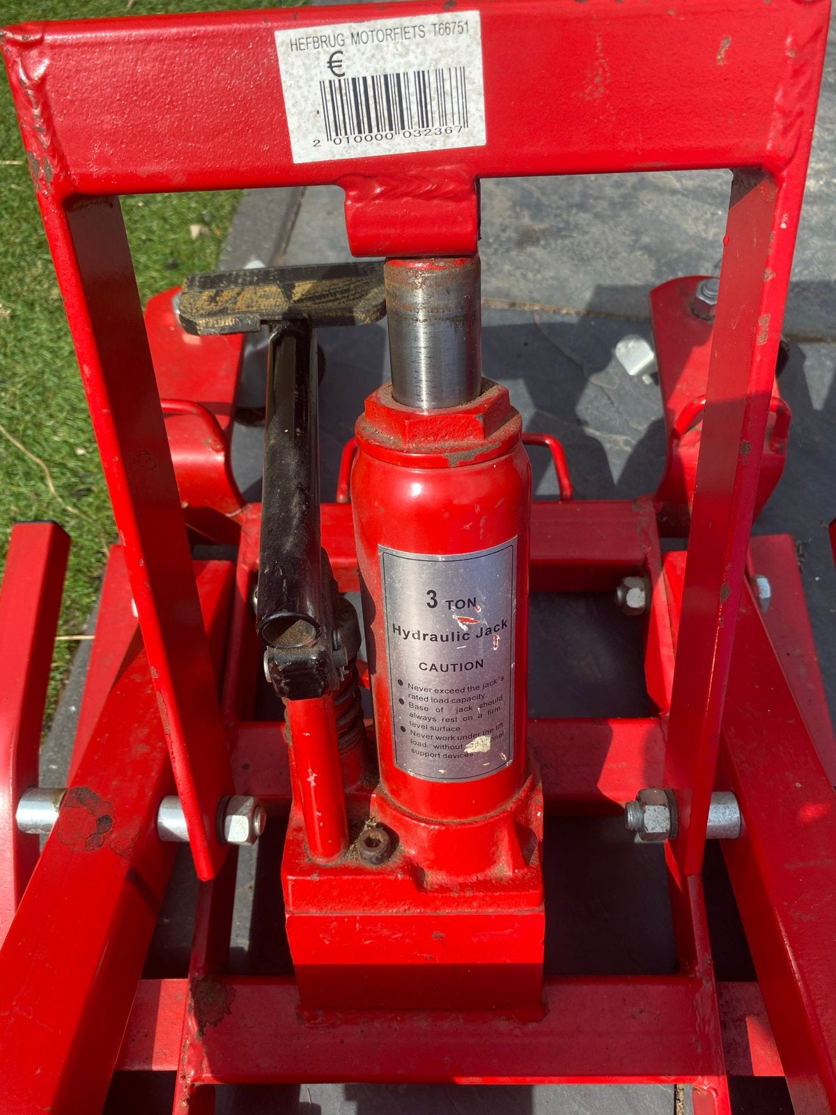 Rode hydraulische motorfiets hefbrug 3 ton, Ophalen, Gebruikt, Hydraulisch, Garagekrik
