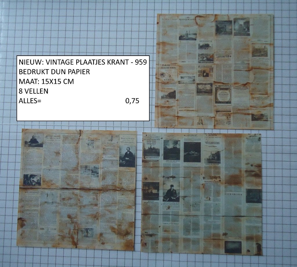 vintage plaatjes groot krant 959 ( 8 vel ) alleen verzenden, Ophalen, Nieuw, Versiering of Embellishment, Overige merken