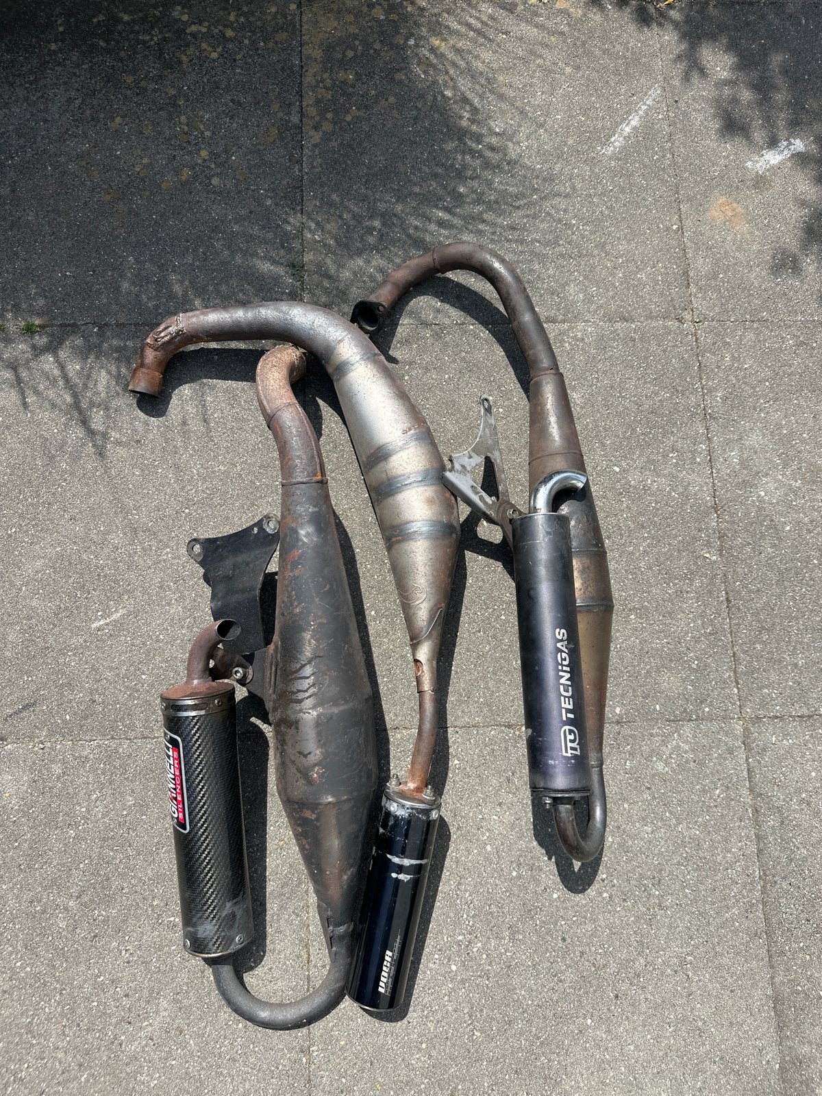 Uitlaat set: Gianelli, Voca, Tecnigas voor Minarelli/Piaggio, Verzenden, Gebruikt, Uitlaat