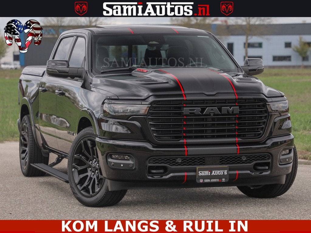 Dodge Ram NIGHT PREMIUM | 426PK | STRIPING | LUCHTVERING | H, Auto's, Dodge, Automaat, Gebruikt, Met garantie (alle), Zwart