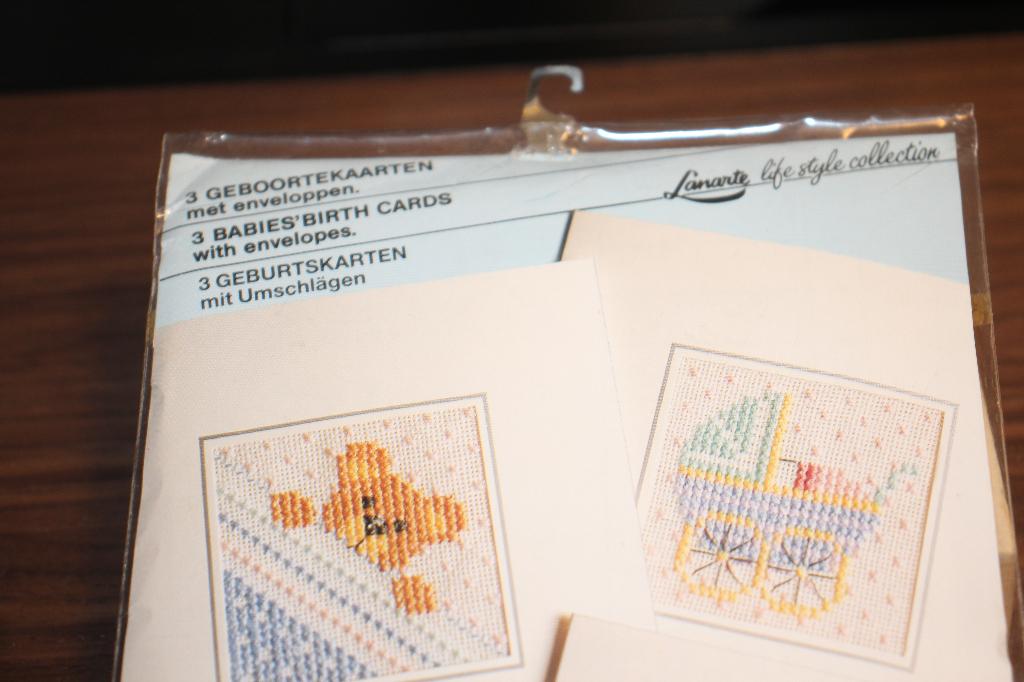 Borduurpakket Lanarte - 3 geboortekaarten DMC #4200, Ophalen of Verzenden, Nieuw, Handborduren, Borduurpakket