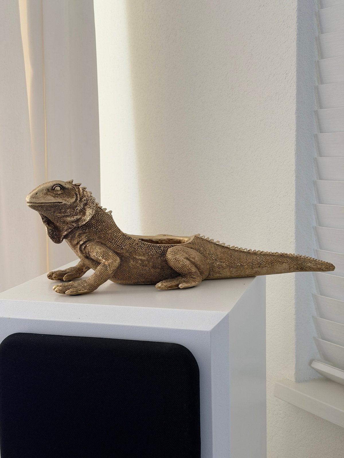 Decoratieve hagedis/iguana plantenbak goudkleurig, Ophalen, Overige materialen, Overige stijlen, Zo goed als nieuw