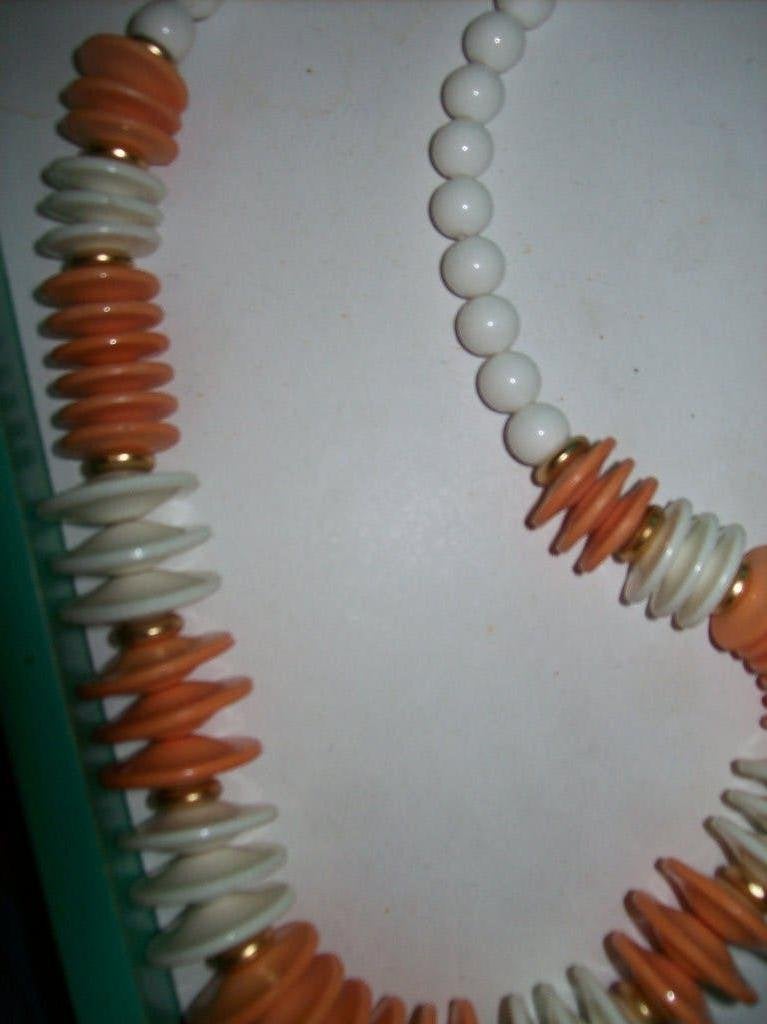 Ketting Mooi Oranje Goud Wit Tint Fraaie Kralen, Sieraden, Tassen en Uiterlijk, Ophalen of Verzenden, Nieuw, Overige kleuren, Overige materialen