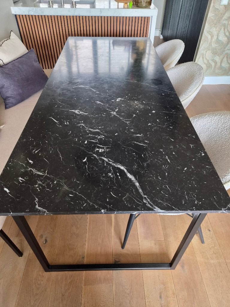 Zwarte Marmeren tafel, Ophalen, Overige materialen, 200 cm of meer, 50 tot 100 cm