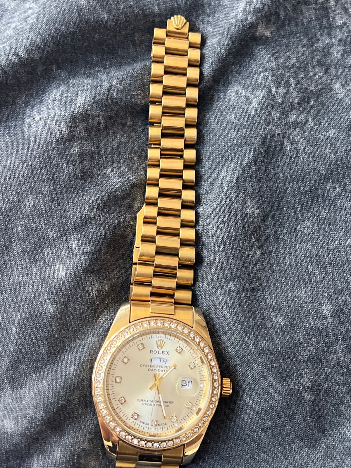 Gouden Rolex Oyster Perpetual Datejust met diamanten, Rolex, Polshorloge, Ophalen of Verzenden, Zo goed als nieuw