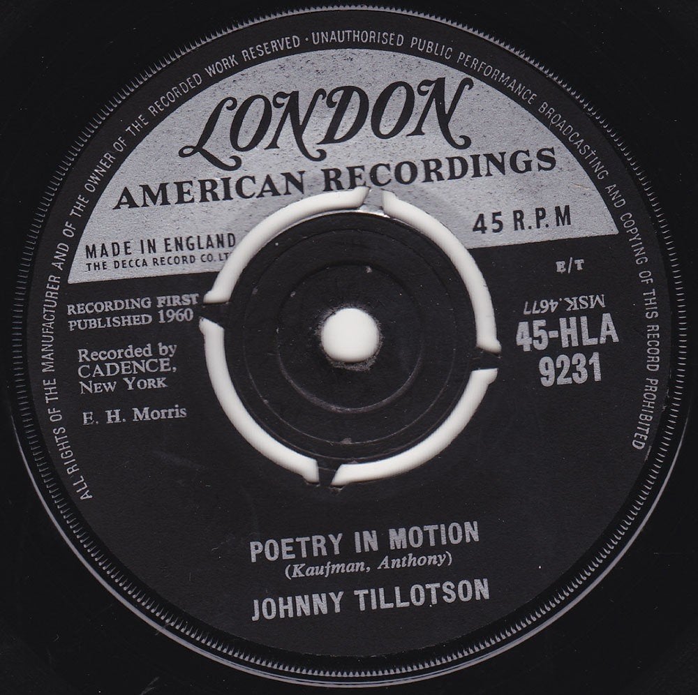 Johnny Tillotson - Poetry In Motion 7", Cd's en Dvd's, Vinyl Singles, Ophalen of Verzenden, Zo goed als nieuw, 7 inch, Pop