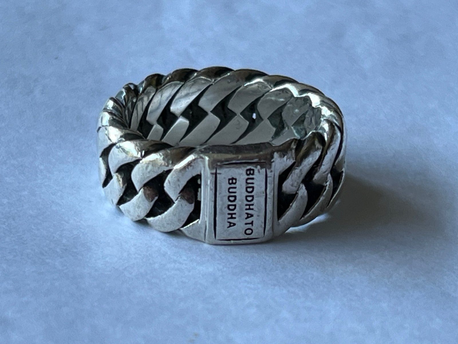 Zilveren Buddha ring, maat 17, Verzenden, Zo goed als nieuw, 17 tot 18, Dame of Heer