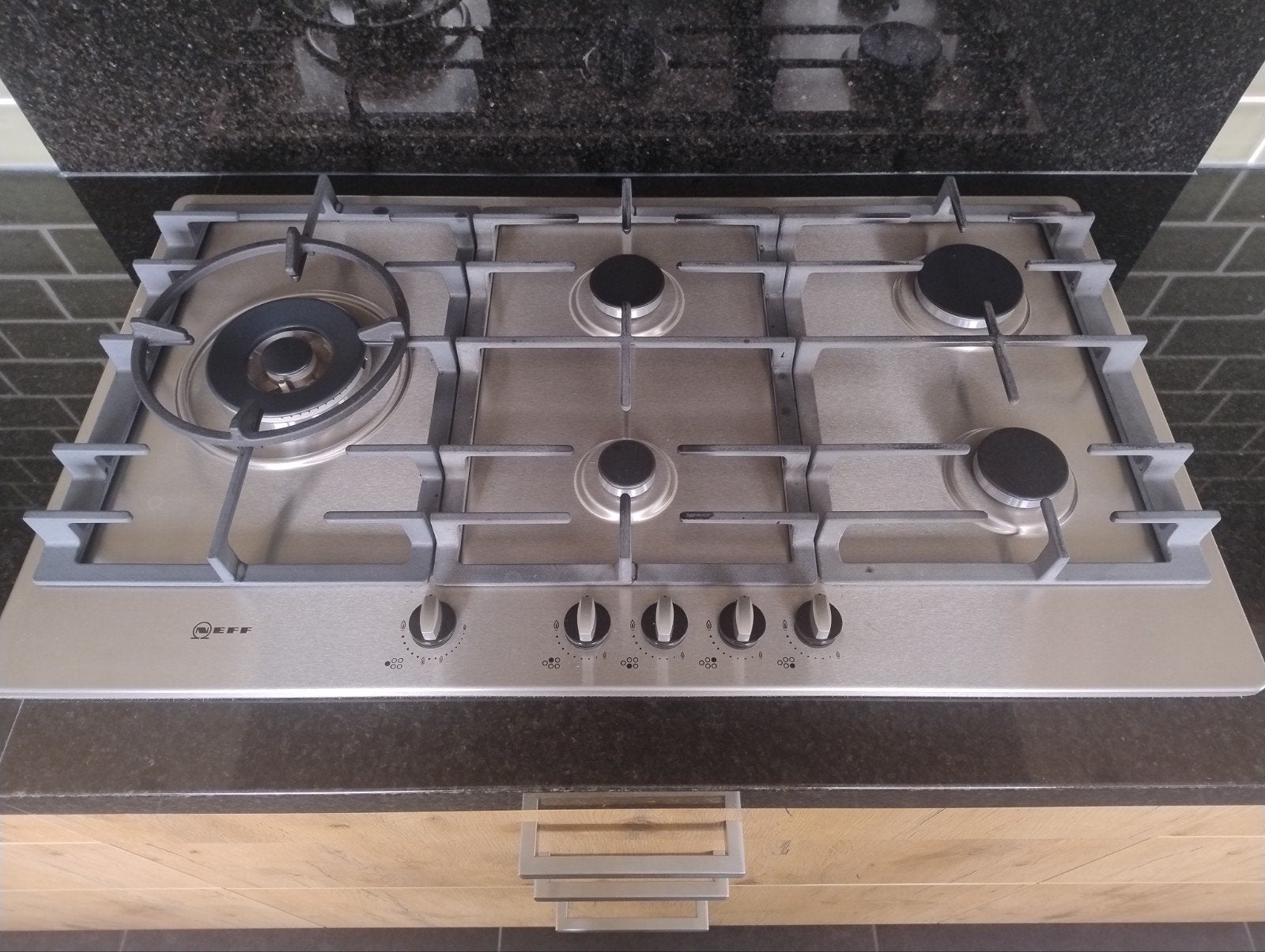 Neff 91cm gaskookplaat met wokbrander, Witgoed en Apparatuur, Ophalen, Gebruikt, Inbouw, Gas