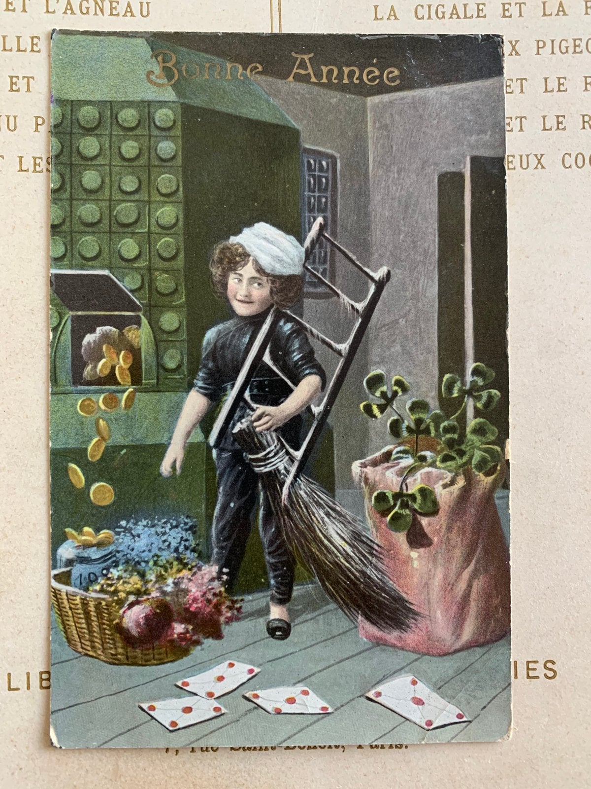 1909 Bonne Année - schoorsteenveger (XX), Verzamelen, Ansichtkaarten | Themakaarten, Ophalen of Verzenden, Voor 1920, Gelopen