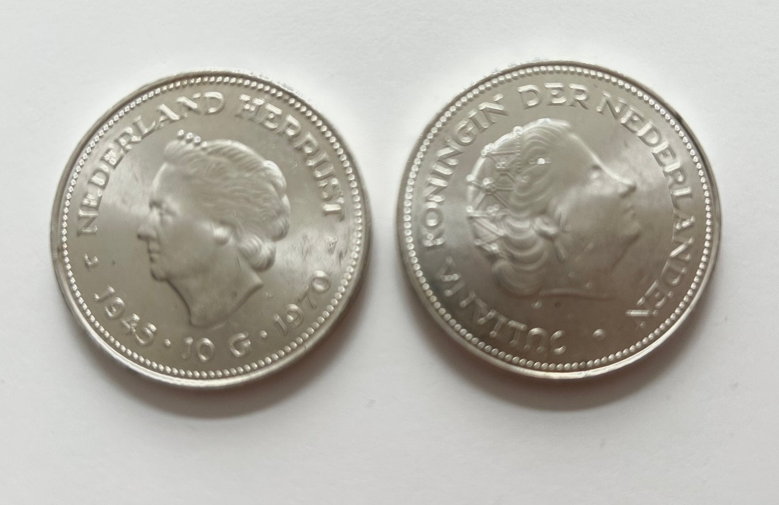 Zilveren munten, Postzegels en Munten, Munten | Nederland, Ophalen, Koningin Juliana, 10 gulden