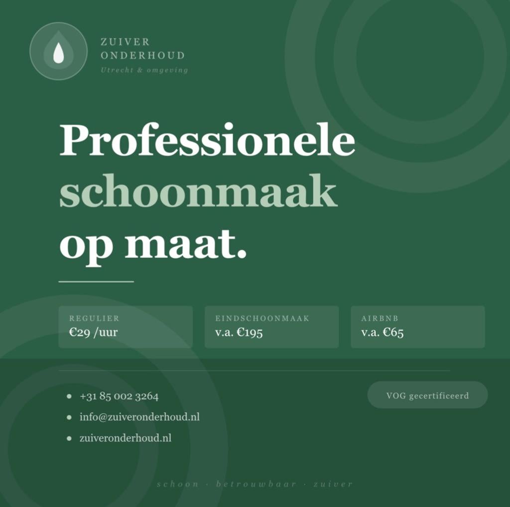 Professionele schoonmaak in Utrecht — Zuiver Onderhoud, Vanaf 10 jaar, Overige vormen