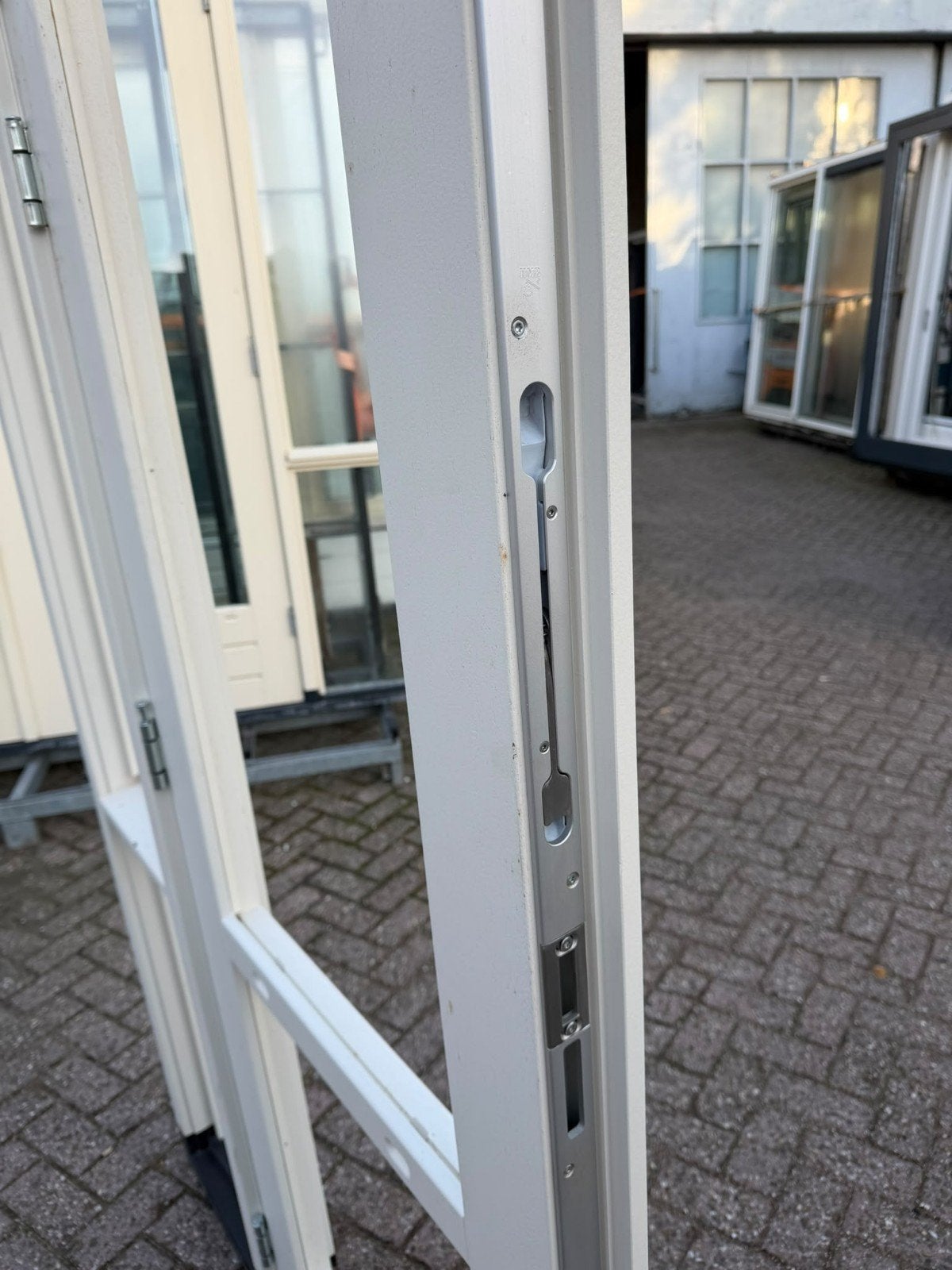 kozijn met dubbele tuindeuren en zijlichten, 120 cm of meer, Nieuw, Ophalen of Verzenden, Buitendeur