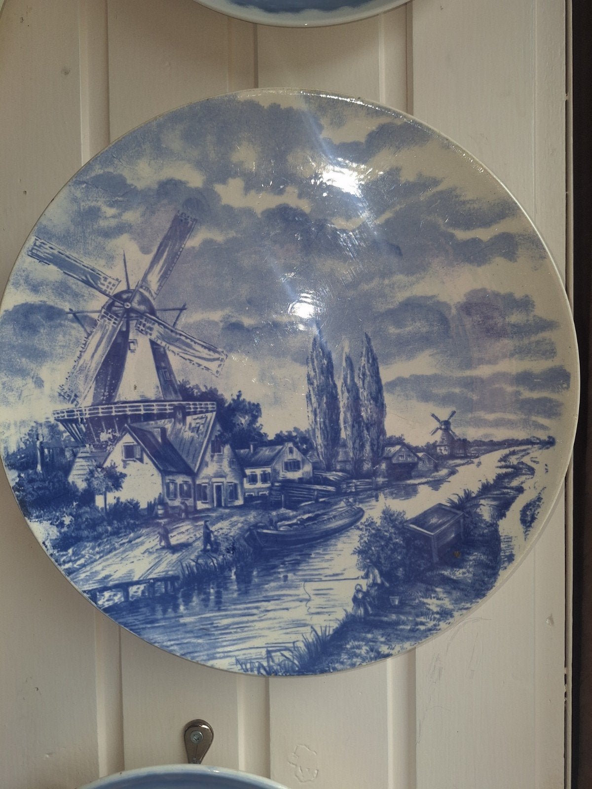 Delfts Blauw Sierbord met Molenlandschap, Ophalen