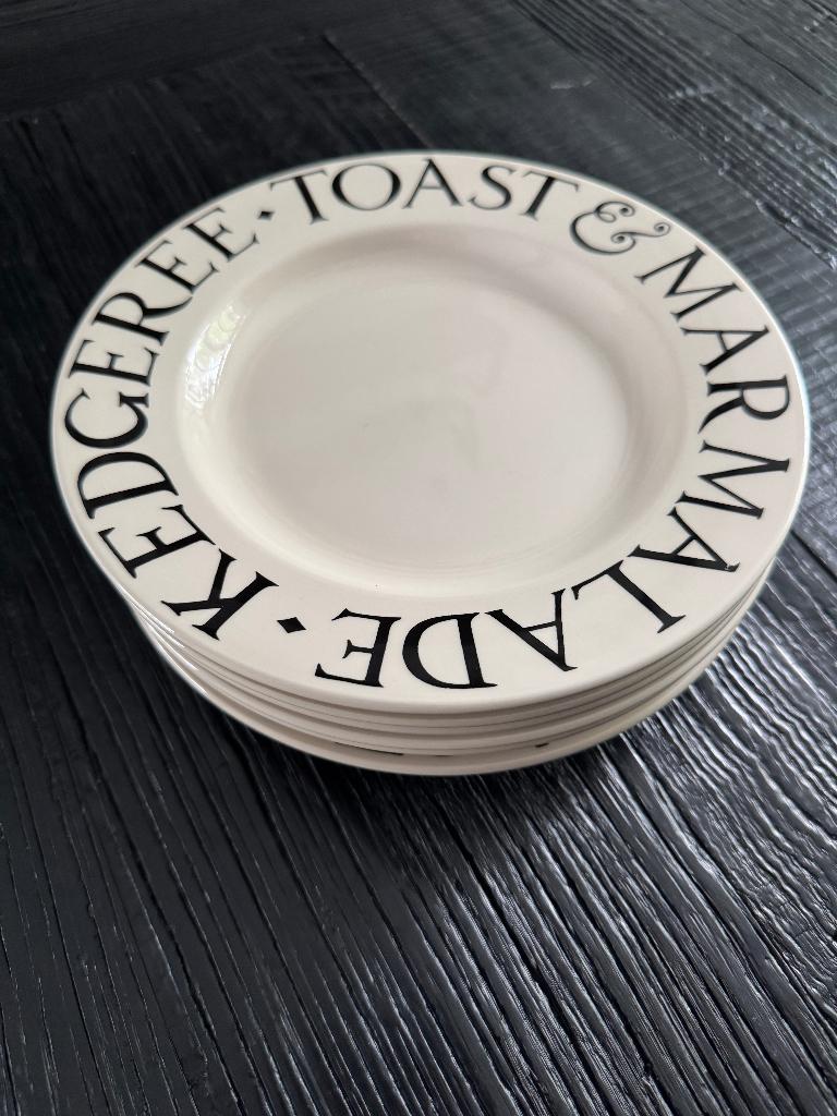 Set van 6 Emma Bridgewater ontbijtborden – Black Toast, Huis en Inrichting, Keuken | Servies, Ophalen of Verzenden, Zo goed als nieuw