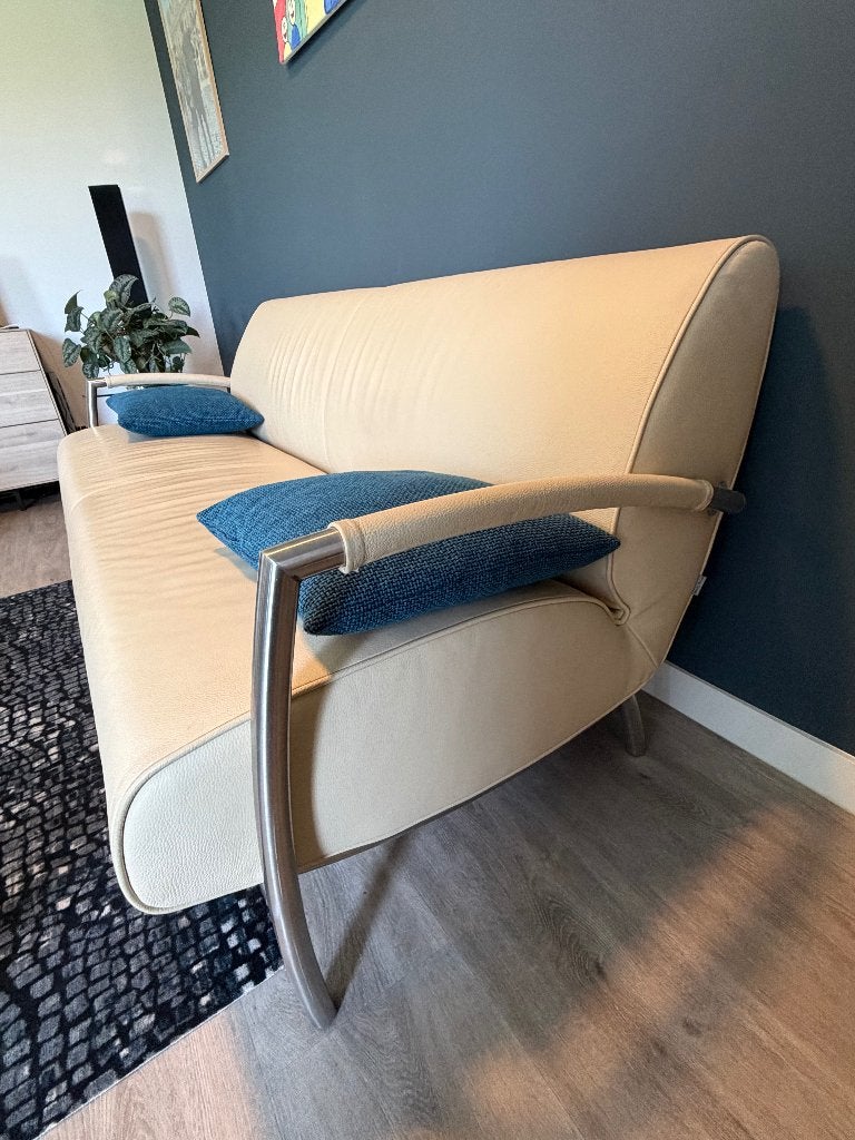 Leren design bank met twee fauteuils, Huis en Inrichting, Ophalen, 150 tot 200 cm, Driepersoons, 75 tot 100 cm