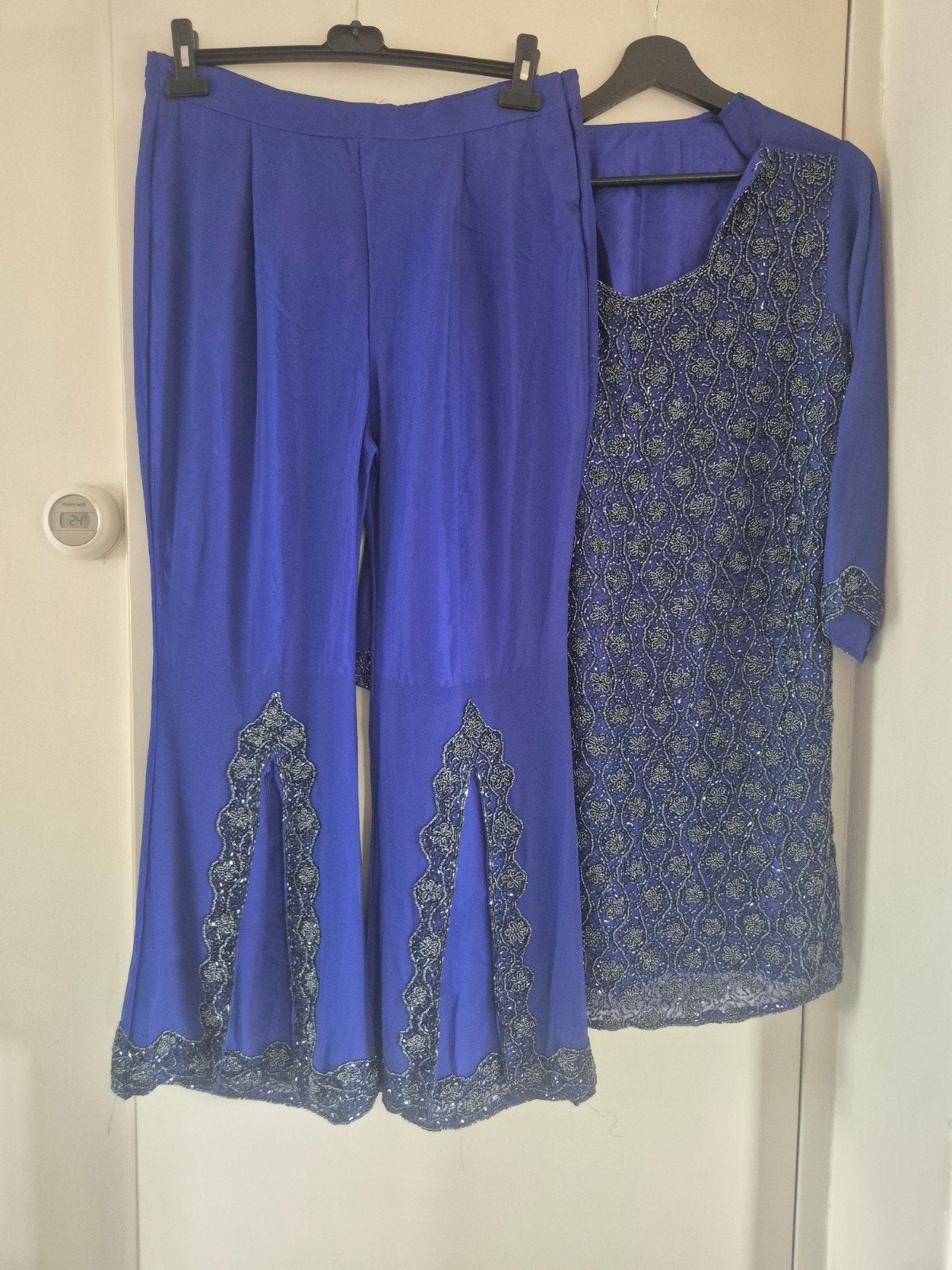 Feestelijke Indiase Sharara set, Overige typen, Blauw, Ophalen of Verzenden, Zo goed als nieuw
