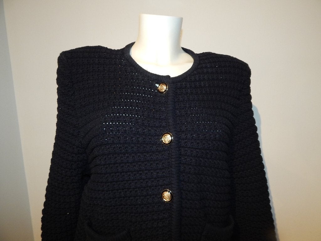 BA&SH chique grof gebreid vest gouden sier knopen 4/42, Verzenden, Zwart, Maat 42/44 (L), Zo goed als nieuw