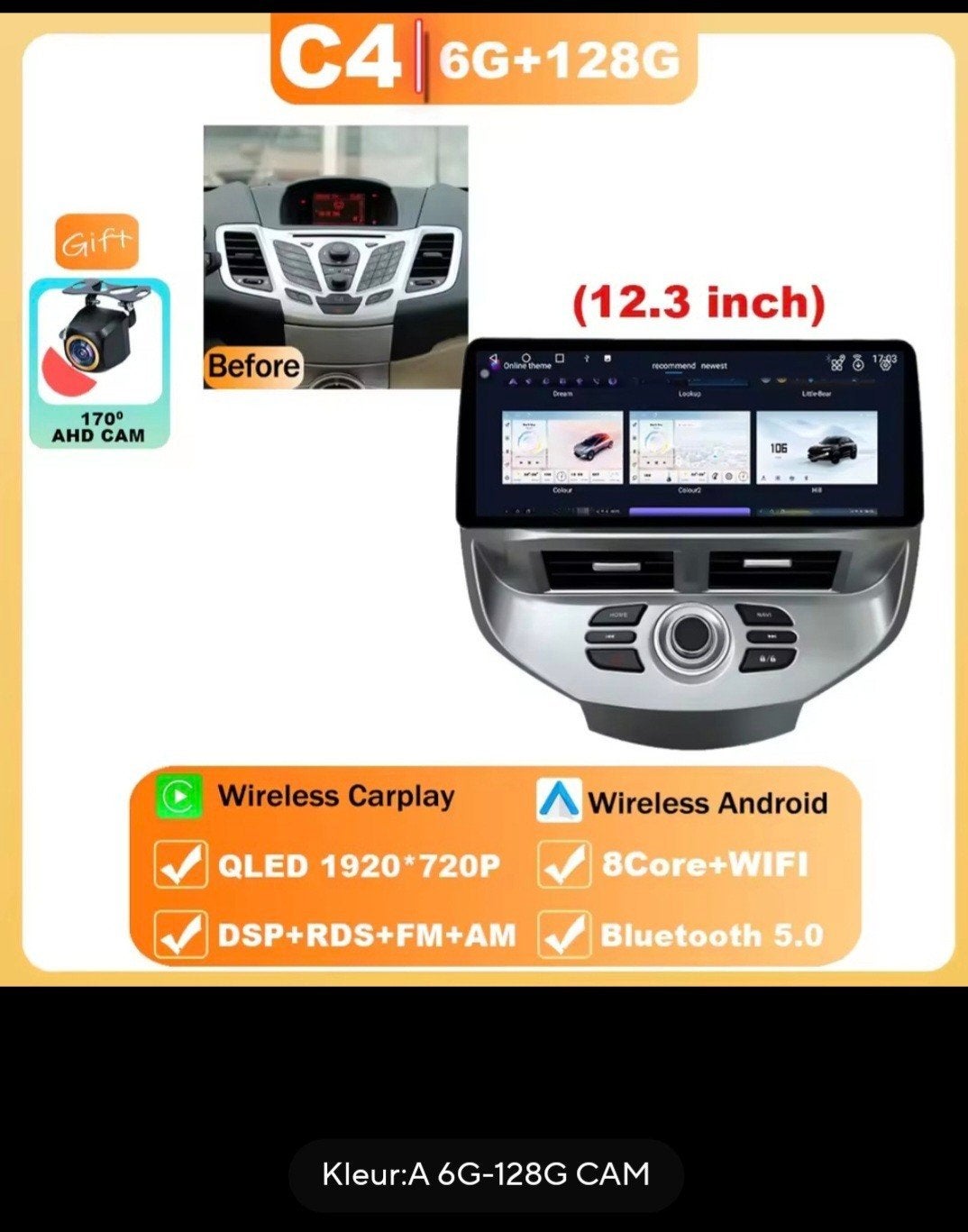 12 inch Android radio Ford Fiesta 2009-2016, Ophalen of Verzenden