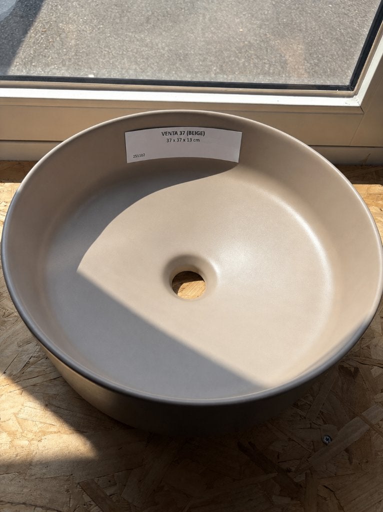 2 nieuw in doos beige waskommen 37 cm, Ophalen, Nieuw, Steen, Wastafel