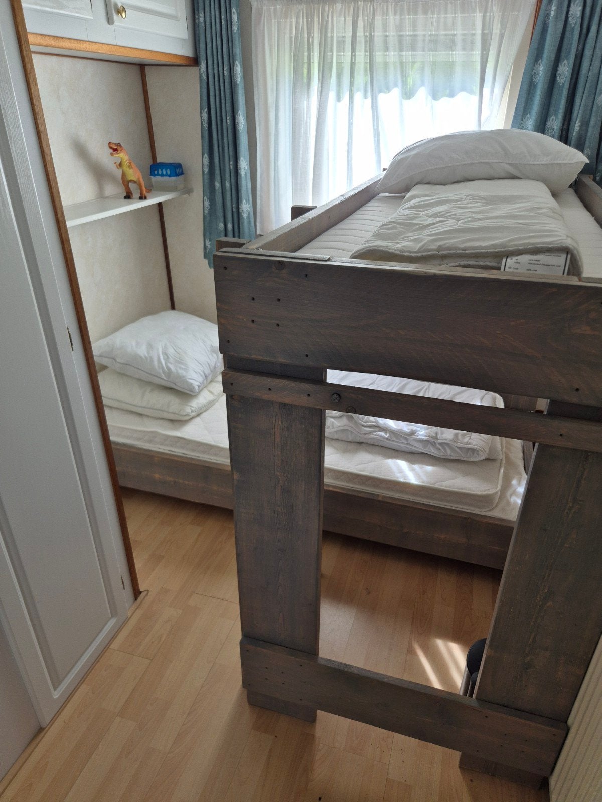Steigerhouten Kinderstapelbed Hoekopstelling 150x70/180x80, Ophalen of Verzenden, Eenpersoons, Stapelbed, Minder dan 160 cm