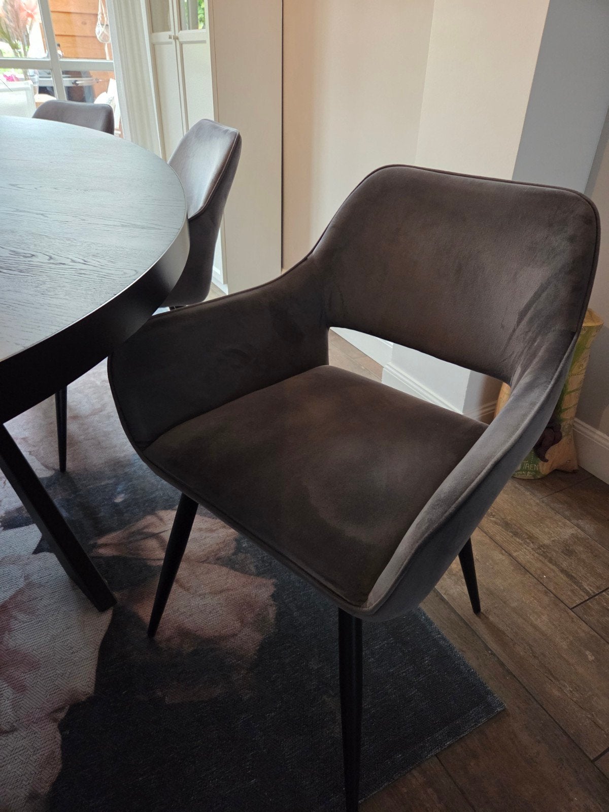 6 grijze eetkamerstoelen, Ophalen, Gebruikt, Vijf, Zes of meer stoelen, Stof