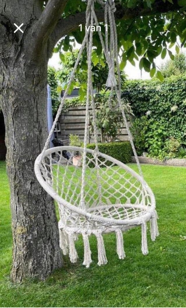 Comfortabele Macramé hangstoel voor binnen en buiten, Ophalen, Gebruikt, Eenpersoons, Binnen