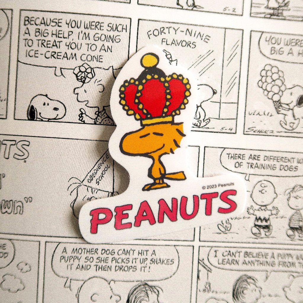 Woodstock van Peanuts/Snoopy strips kroontje Sticker, Verzamelen, Verzenden, Snoopy, Nieuw, Plaatje, Poster of Sticker