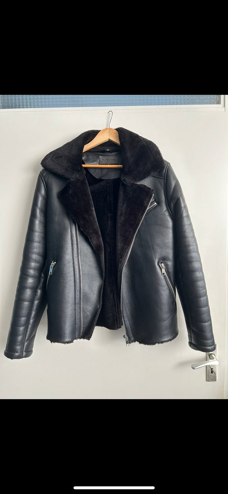 Leren jas heren maat M shearling biker, Ophalen of Verzenden, Zo goed als nieuw, Maat 48/50 (M), Zwart