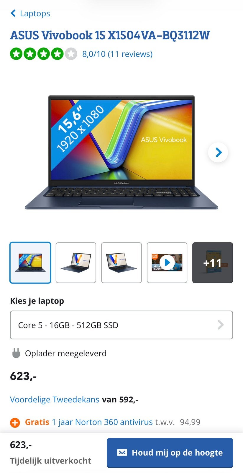 ASUS VivoBook 15 X1504VA – i5 – 16GB – 512GB SSD –Nieuwstaat, 15 inch, Ophalen of Verzenden, Zo goed als nieuw, SSD