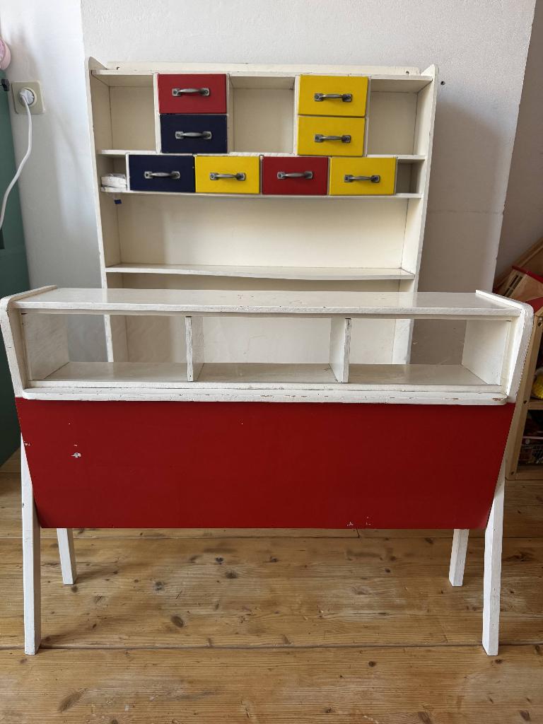 Vintage houten supermarkt, Ophalen, Gebruikt, Meubelstuk of Keukentje