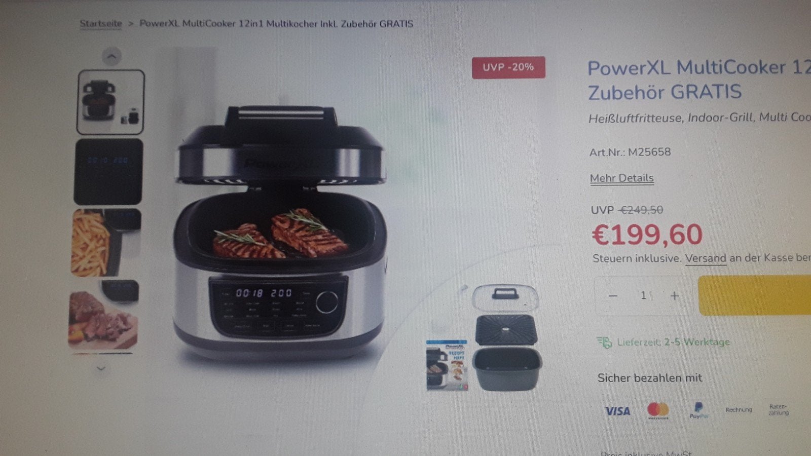 multi cooler 12-in-1, Witgoed en Apparatuur, Ophalen, Zo goed als nieuw, Airfryer XL