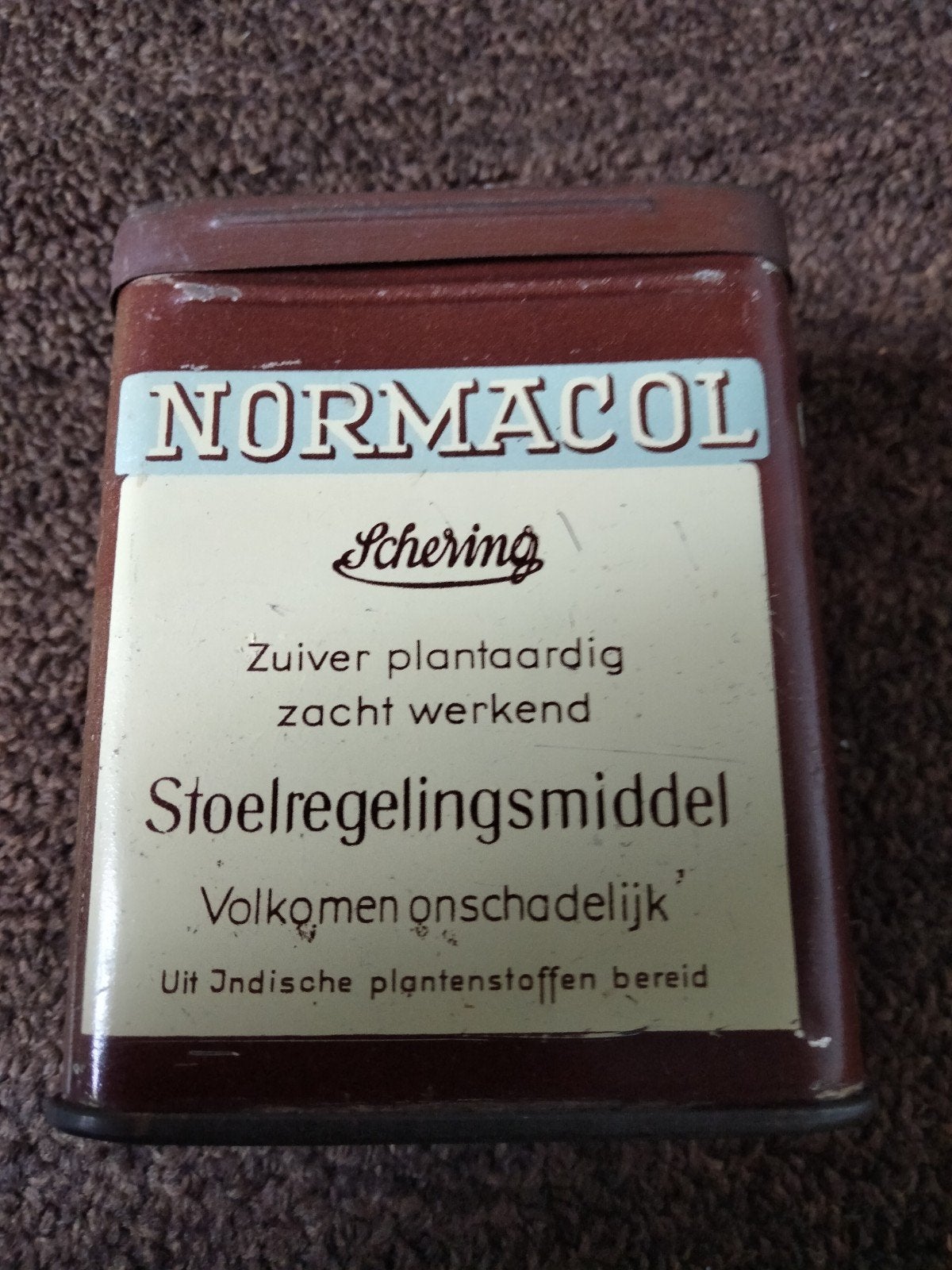 Vintage Normacol Schering blik - Stoelregelmiddel, Ophalen of Verzenden, Gebruikt, Overige, Overige merken