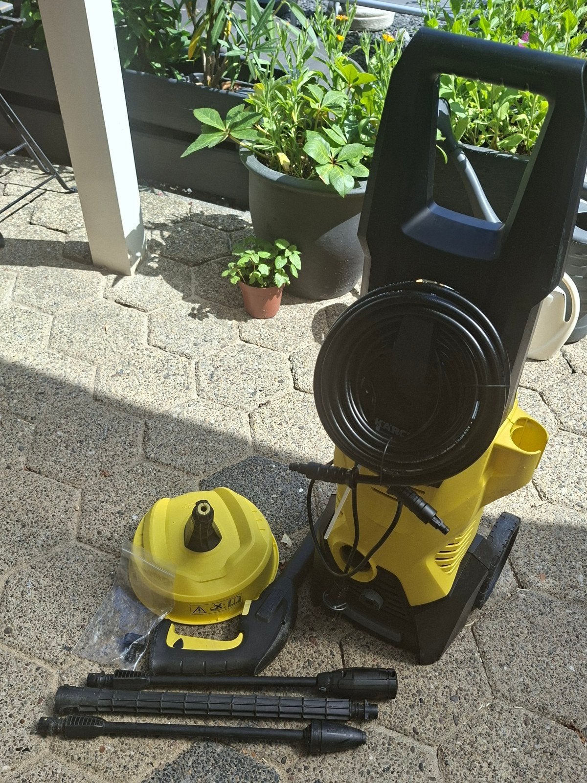 Kärcher hogedrukreiniger met terrasreiniger, Doe-het-zelf en Verbouw, Reinigingsmachines, Ophalen, Gebruikt, Overige typen