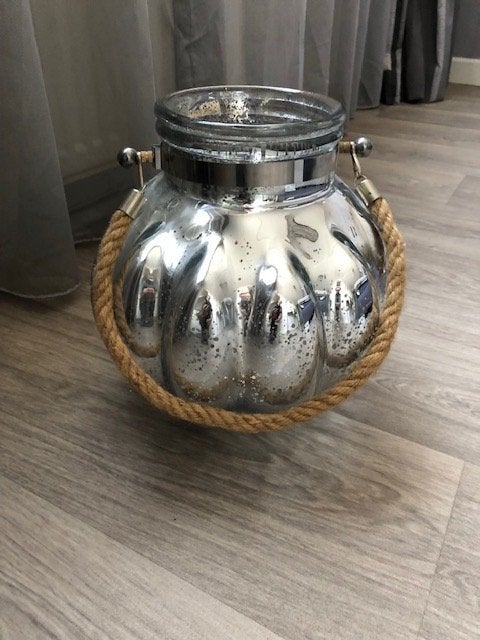 windlicht groot, Ophalen, Windlicht, Zilver, Glas