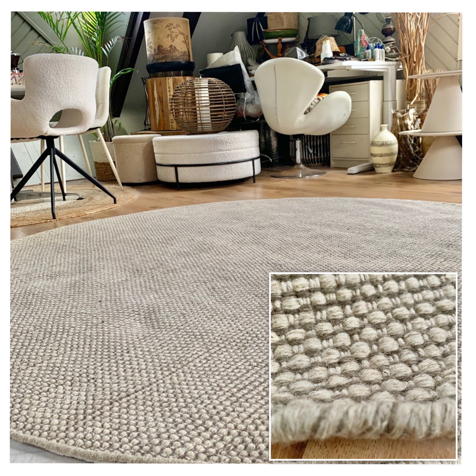 Wol Greige - giant xxxl vloerkleed - fotostudio, Ophalen, Beige, Rond, 200 cm of meer