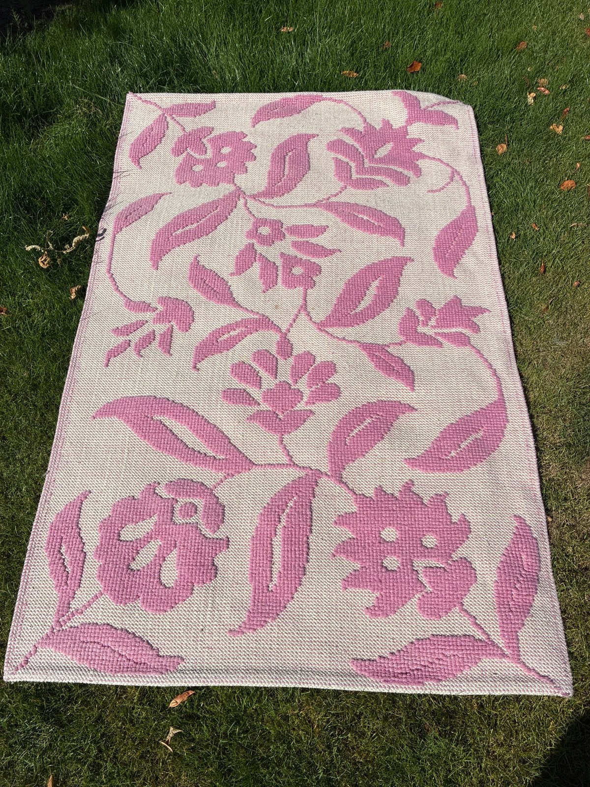 RICE Vloerkleed Roze Bloemenpatroon - Zo goed als nieuw, 100 tot 150 cm, Zo goed als nieuw, Roze, Rechthoekig