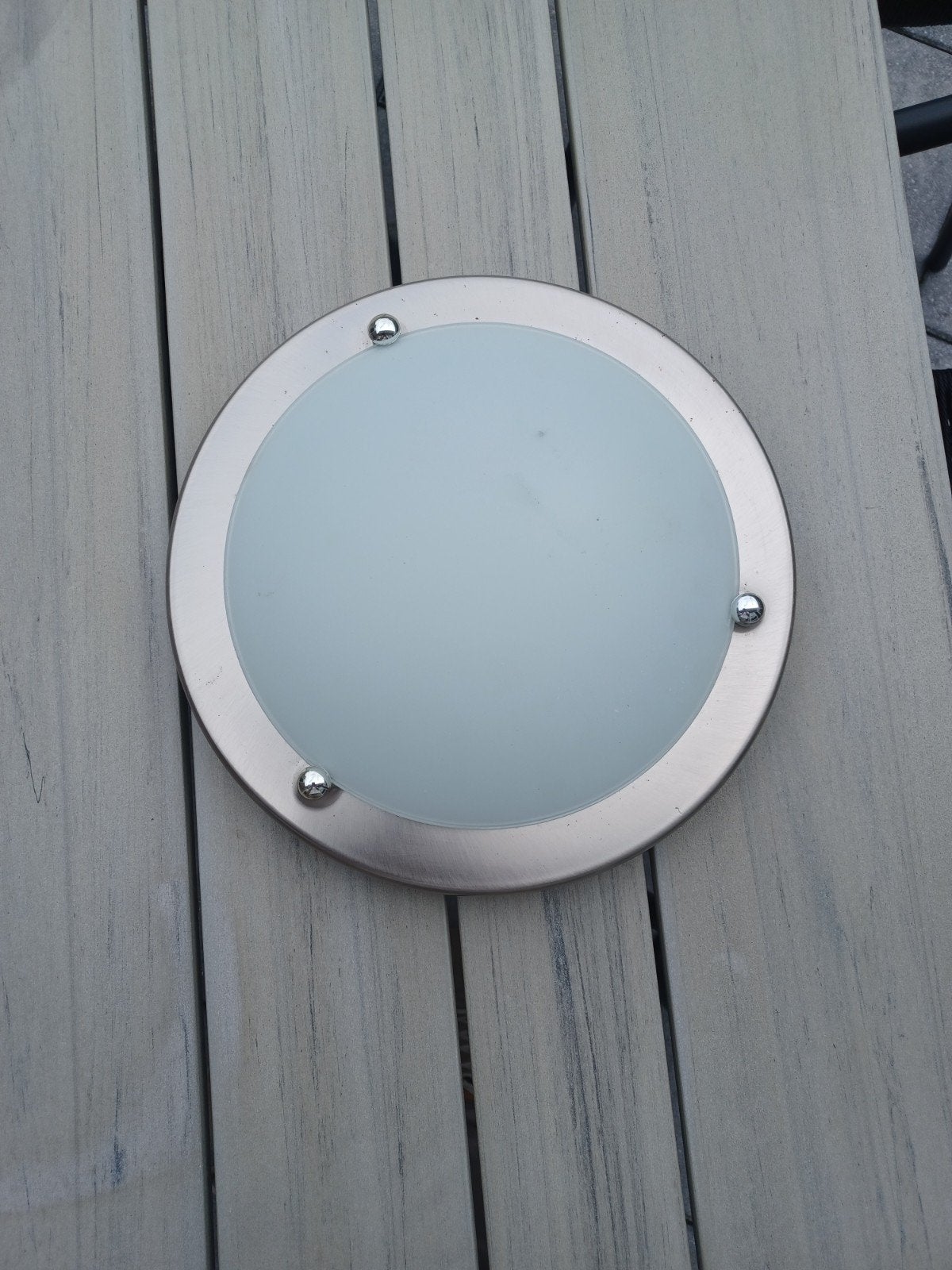 Plafonnière chroom met matglas - 30cm, E27 fitting, Ophalen, Zilver, Gebruikt, E27 (groot)