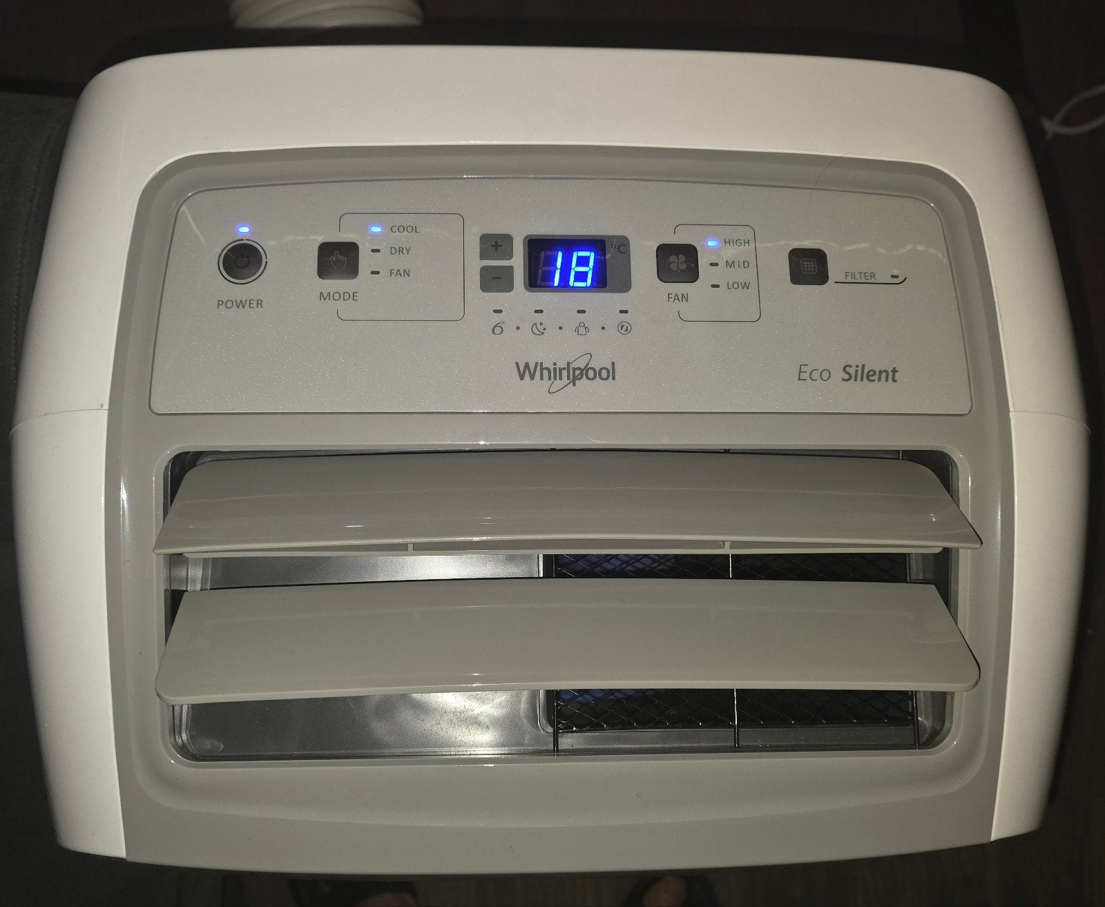 Whirlpool Mobiele Airco 9.000 BTU - Koelen en Ontvochtigen, Ophalen, Minder dan 60 m³, Energieklasse A of zuiniger, 3 snelheden of meer