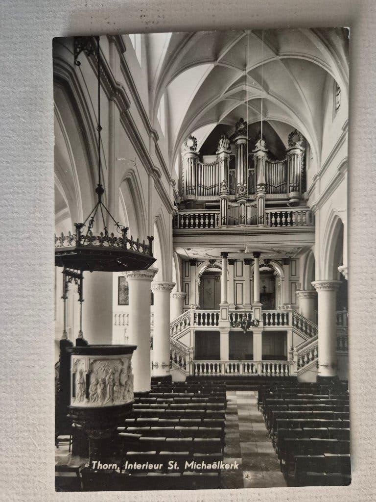 Ansichtkaart Thorn Interieur St. Michaëlkerk Orgel, Verzamelen, Ophalen of Verzenden, 1960 tot 1980, Gelopen, Noord-Brabant