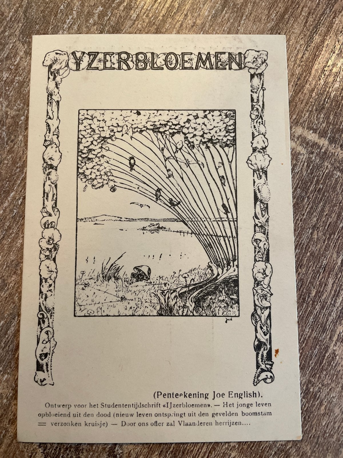 Oude postkaart Yzerbloemen - Joe English ontwerp, Ophalen of Verzenden, Voor 1920, Ongelopen