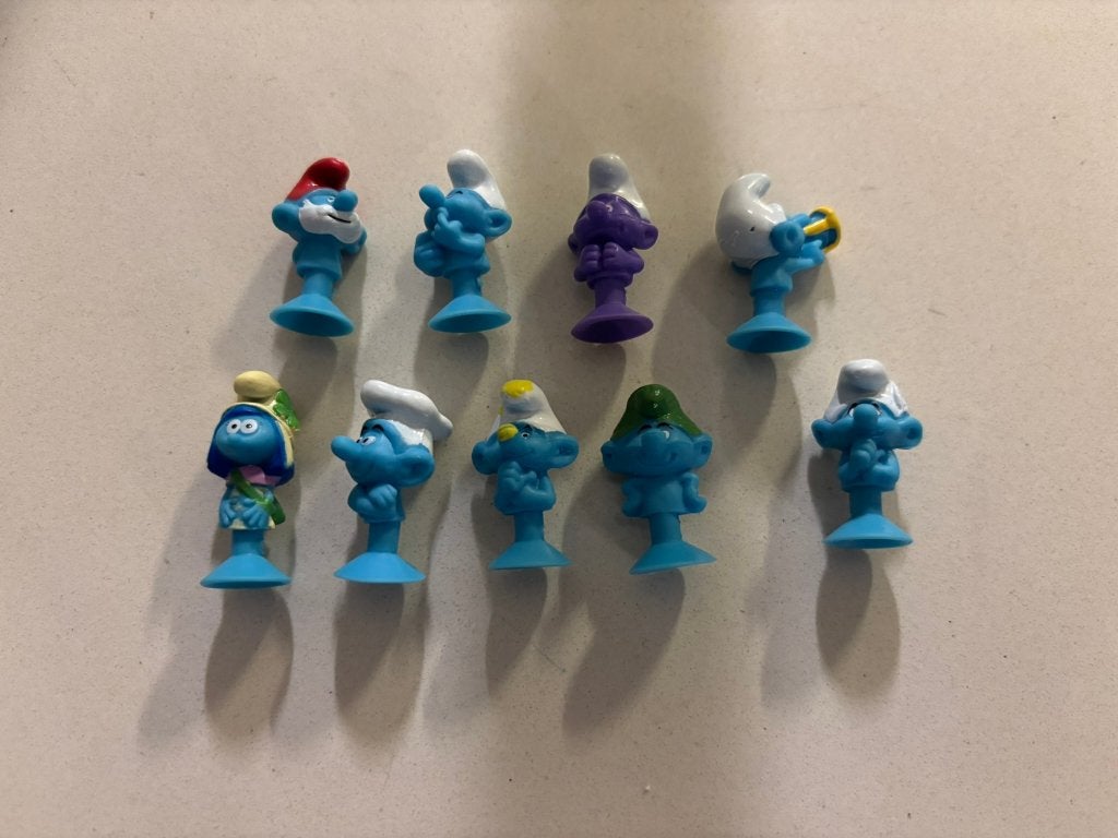 Plus smurfen figuren 9 verschillende smurfen set zuignap!, Ophalen of Verzenden, Zo goed als nieuw, Verschillende Smurfen, Poppetje, Figuurtje of Knuffel