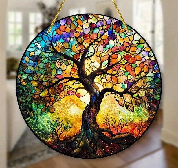 Raamhanger levensboom, Huis en Inrichting, Woonaccessoires | Wanddecoraties, Nieuw, Wandhanger, Overige stijlen, Meerkleurig, Kunststof