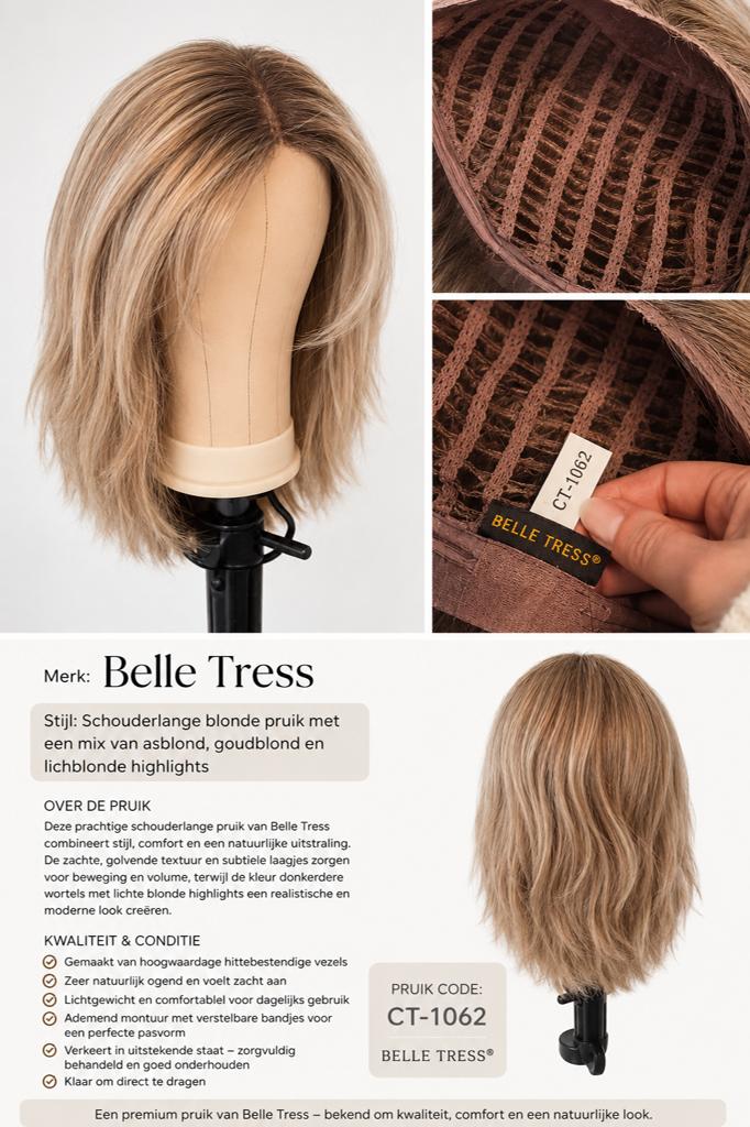 Belle Tress Schouderlange Blonde Pruik - CT-1062, Ophalen of Verzenden, Zo goed als nieuw