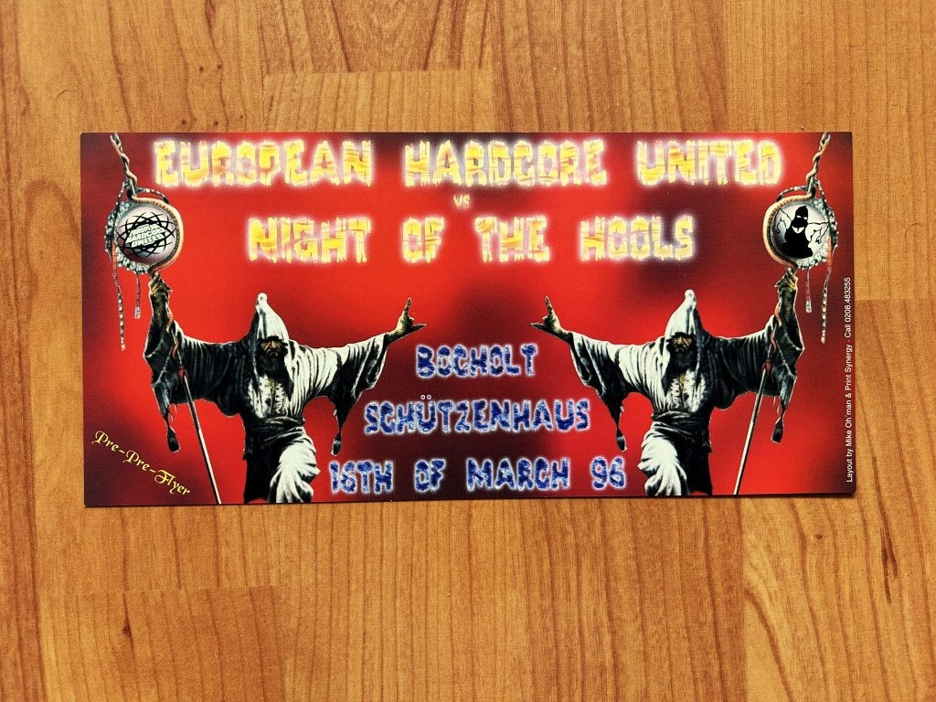 House flyer - (EHU) vs. Night of the Hools, Bocholt (D), Ophalen, A4 of kleiner, Rechthoekig Liggend, Zo goed als nieuw