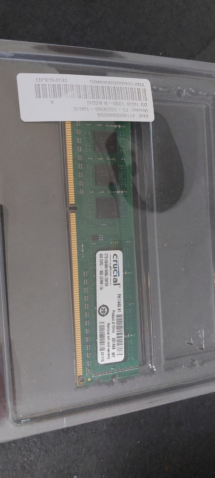 Crucial 4GB PC Geheugen, Computers en Software, Gebruikt, Overige soorten, Ophalen of Verzenden, Desktop