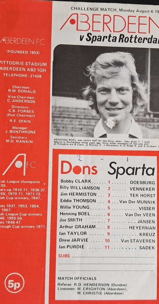 Aberdeen - Sparta 1973/1974, Ophalen of Verzenden, Gebruikt, Sparta, Boek of Tijdschrift