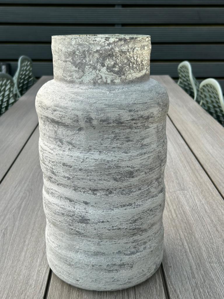 Glazen vaas, grijzig bekleed., Overige kleuren, Nieuw, Ophalen of Verzenden, Glas
