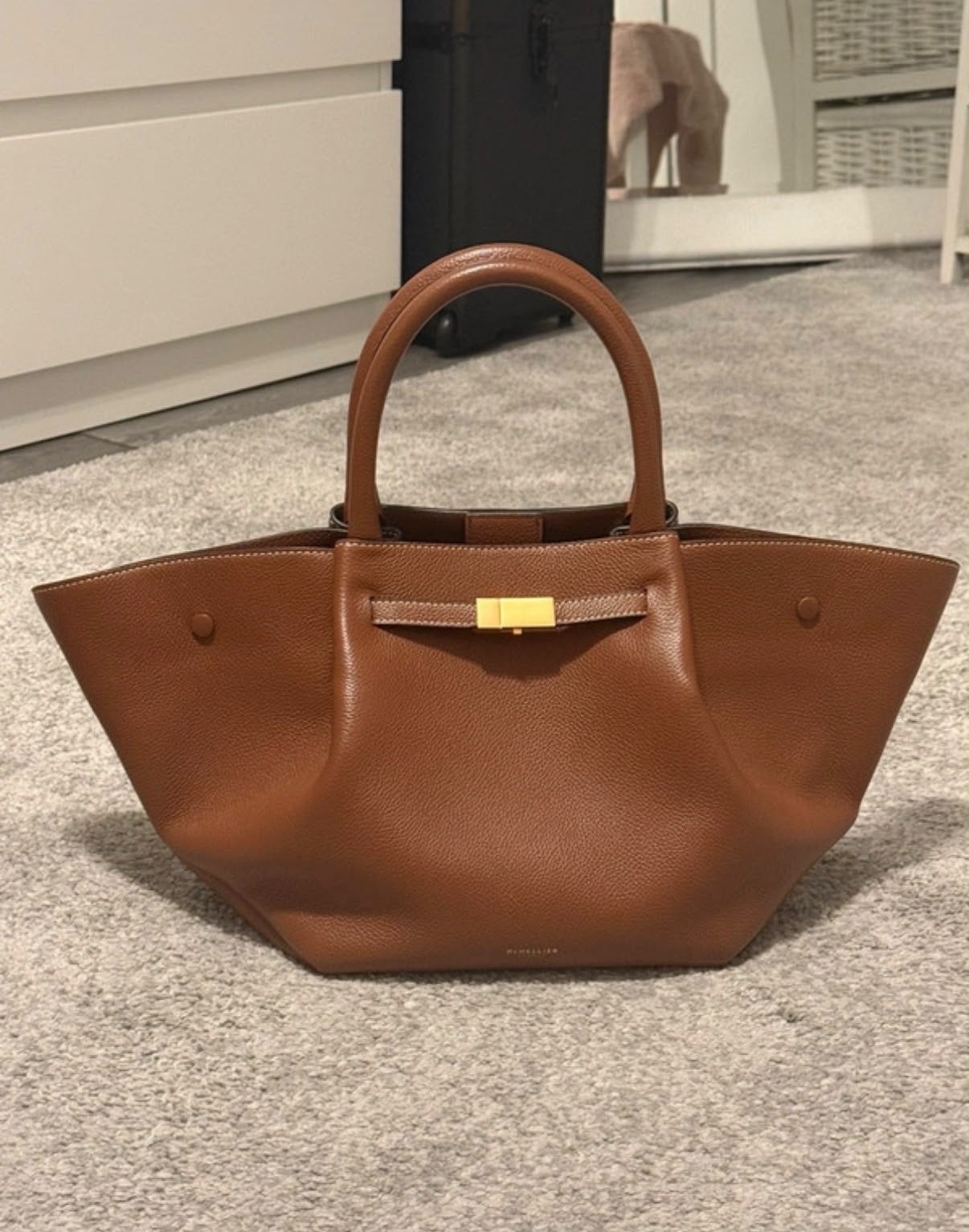 DeMellier London Midi New York handtas - Tan, Sieraden, Tassen en Uiterlijk, Ophalen of Verzenden, Zo goed als nieuw, Bruin, Handtas